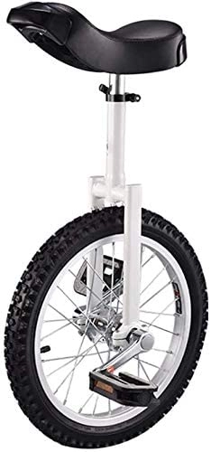 Unicycles : QWEQTYU Unicycle, Adjustable Bike 16" 18" 20" 24" Wheel Trainer 2.125" Skidproof Tire Cycle Balance Use For Beginner child Adult Exercise Fun Fitness, White, 16inch