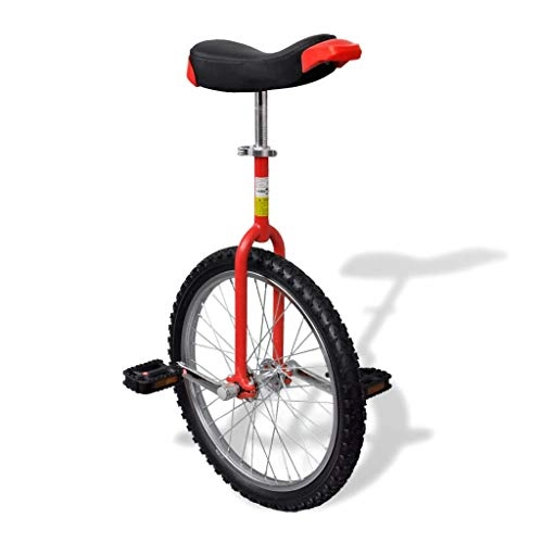 Unicycles : Roderick Irving Adjustable Steel + Rubber + Plastic Unicycle Wheel Diameter: 20 Inches (50.8 cm) Red and Black