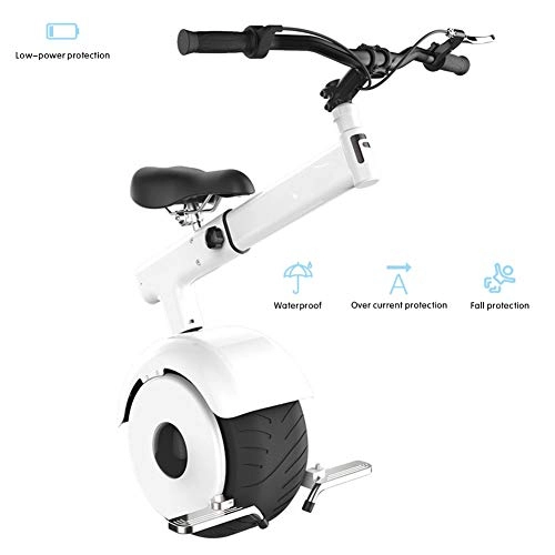 Unicycles : Self Balancing Electric Unicycle, 800W Hub Motor One Wheel Electric Scooter with Tubeless Street Tire Tension Bar Folding Foot Rests (White)