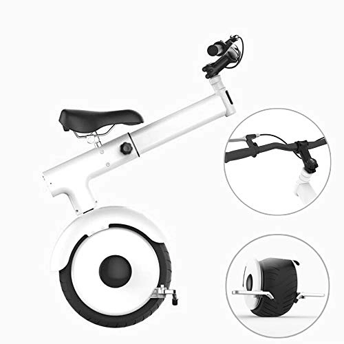 Unicycles : Self Balancing Electric Unicycle, One Wheel Gyroscope Electric Scooter with Tubeless Street Tire, Tension Bar, Folding Foot Rests, 800W Hub Motor (White)