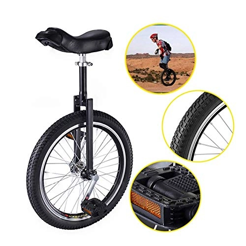 Unicycles : seveni Black Professional Unicycles for Kids Adults Beginner, 16 / 18 / 20 Inch Wheel Unicycle with Alloy Rim, Skidproof Tire Cycle Balance Exercise (Color, Black, Size, 20 Inch Wheel), Black.