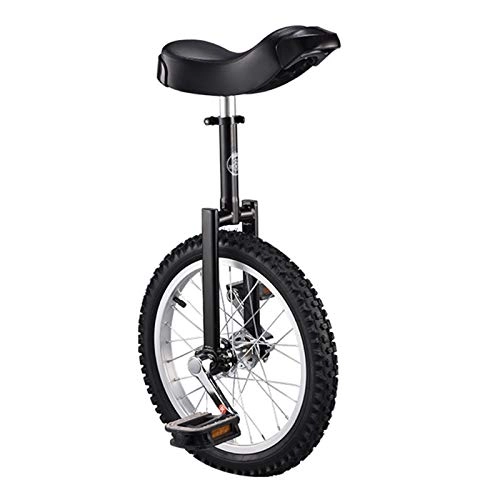 Unicycles : Skidproof Trainers Unicycles Height Adjustable, Cycling Bike for Kids / Adults, with Comfortable Release Saddle Seat & Stand (Color : BLACK, Size : 24INCH)