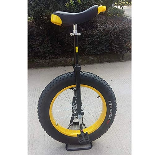 Unicycles : TTRY&ZHANG 24 Inch Adults Unicycle with Parking Rack, for People Taller Than 180cm, Heavy Duty Big Wheel Unicycle with Extra Thick Tire, Load 150kg (Color : YELLOW, Size : 24 INCH WHEEL)