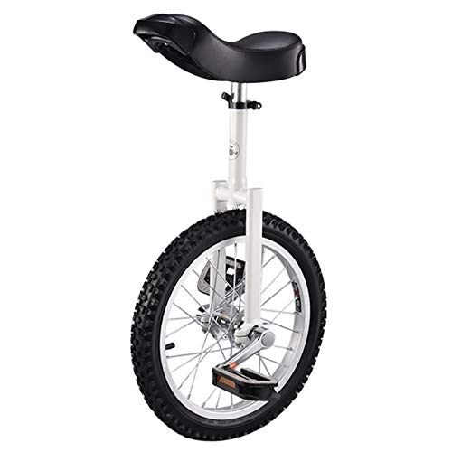 Unicycles : TTRY&ZHANG Kids / Adults / Teens Unicycle, Skidproof Tire Balance Cycling Exercise, with Alloy Rim & Stand, Wheel Bike Load 150kg / 330lbs (Color : WHITE, Size : 18INCH)