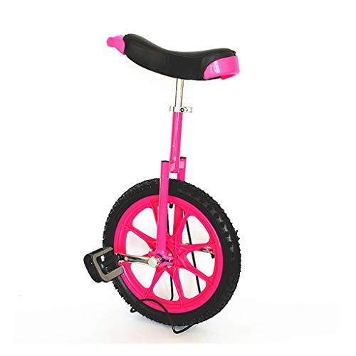 Unicycles : TXTC 16 Inch Balance Bike, Unicycle With Adjustable Seat And Aluminum Alloy Lock, For Beginner Kids And Men, Women Bike (Color : Pink)
