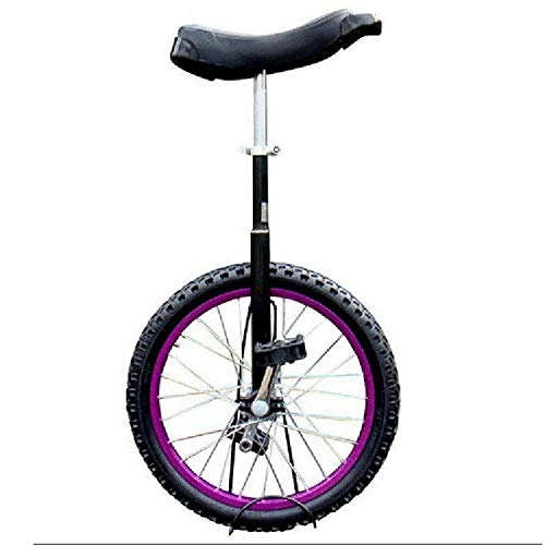 Unicycles : TXTC 16 Inch Unicycle High-Strength Manganese Steel Fork, Adjustable Seat, Aluminum Alloy Buckle, Rubber Tires, balance Bike, For Women And Men Kids Bike (Color : Purple Black)