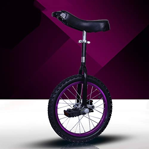 Unicycles : TXTC Adult Professional Acrobatic Bicycle Single Wheel Unicycle, Kids Balance Bike, Fitness Bike, Suitable For Adults, Children And Beginners, 16 Inch (Color : Black Pirple)