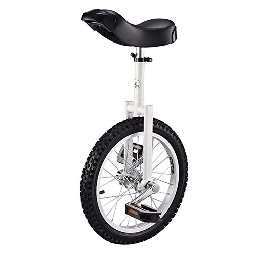 Unicycles : Unicycle 16 Inch Wheel Unicycle For Kids With Alloy Rim, Extra Thick Tire For Outdoor Sports Fitness Exercise Health, Ergonomical Design Saddle (Color : White)