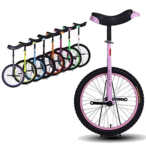 Unicycles : Unicycle 18inch Wheel Unicycle for Kids / Teenagers / beginner / Trainer, to 12-15 Year Olds Child, Bicycles with Comfortable Saddle (Color : Pink)