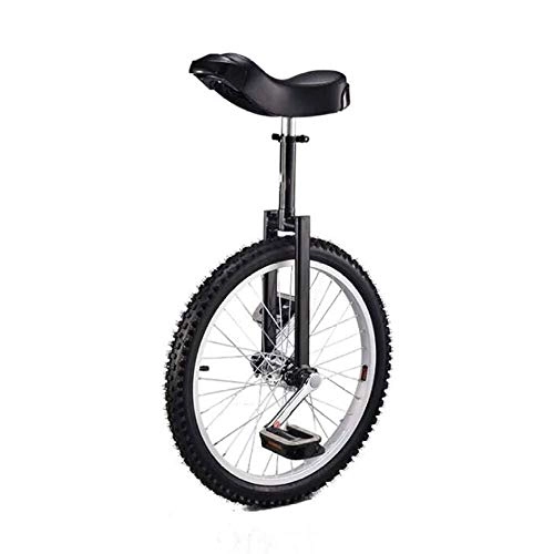 Unicycles : Unicycle 20 Inch Wheel, High-Strength Manganese Steel Fork, Adjustable Seat, Aluminum Alloy Buckle, Non-Slip Tires And Non-Slip Beaded Pedals, Forged Crank, Black