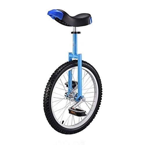 Unicycles : Unicycle 20 Inch Wheel, High-Strength Manganese Steel Fork, Adjustable Seat, Aluminum Alloy Buckle, Non-Slip Tires And Non-Slip Beaded Pedals, Forged Crank, Blue