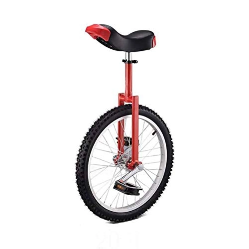 Unicycles : Unicycle 20 Inch Wheel, High-Strength Manganese Steel Fork, Adjustable Seat, Aluminum Alloy Buckle, Non-Slip Tires And Non-Slip Beaded Pedals, Forged Crank, Red