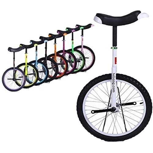 Unicycles : Unicycle 20Inch Adjustable Unicycle With Aluminium Rim, Balance One Wheel Bike Exercise Fun Bike Fitness For Beginners Professionals (Color : White)