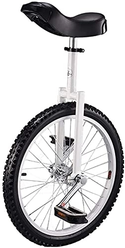 Unicycles : Unicycle Bike Unicycle 20 Inch Wheel Unicycle For Adults Teenagers Beginner, High-Strength Manganese Steel Fork, Adjustable Seat, Load-Bearing 150Kg / 330 Lbs (Color : White)