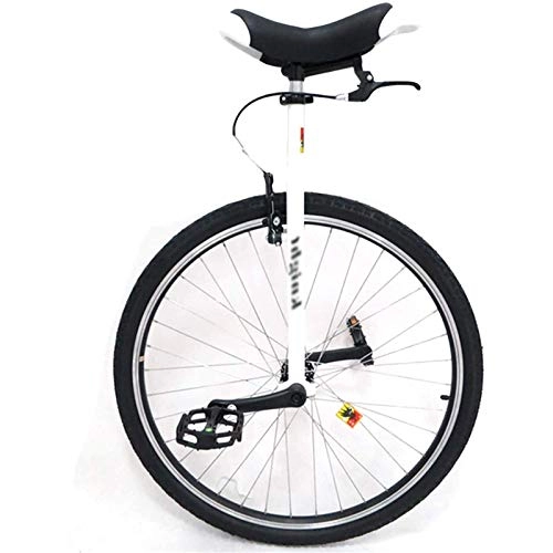 Unicycles : Unicycle Heavy Duty 28inch Wheel Unicycle for Adults / Super-Tall People(63"-77") / Trainer / Big Kids, Outdoor Sports Extra Large Balance Cycling with Hand Brake, Load 150kg / 330lbs (Color : White)