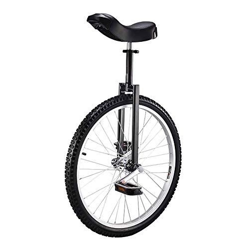 Unicycles : Unicycle, Kids Adults Wheel Trainer Skidproof Mountain Tire Aluminium Alloy Rim Frame and Adjustable Seat Clamp for Balance Cycling Exercise / 24 inches / Black