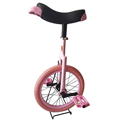 Unicycles : Unicycle Pink Unicycle for Kids Girls, 16" Single Wheel Balance Cycling Unicycles, Starter / Child Age 4 / 5 / 6 / 7 / 8 / 9 / 10 / 11 Years Old, Skidproof Tire