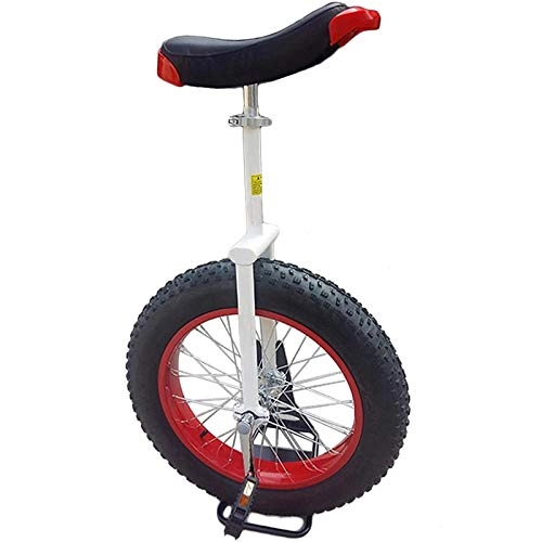 Unicycles : Unicycles 20In Wheel Heavy Duty Adults, Big Tall Kids Teens Self Balancing Exercise Cycling Bike, Load 150kg / 330Lbs (Color : Red+white)