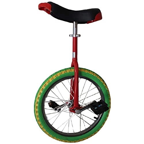 Unicycles : Unicycles For Adults Easy-Adjustable Wheel Trainer With Unicycles Stand, Unicycle Suitable For Outdoor Sports (Red And Green) (Color : Green-Red, Size : 18Inch) Durable