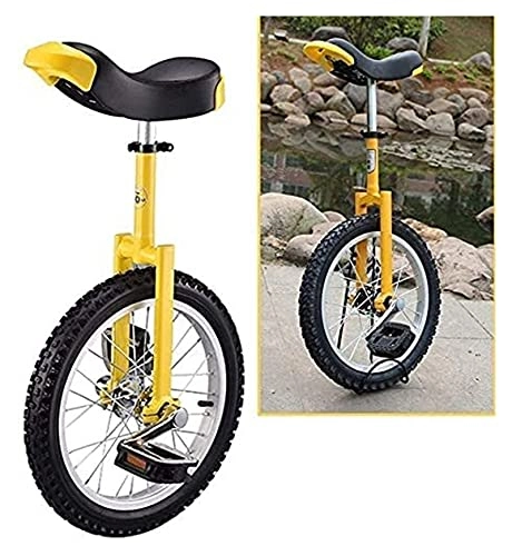 Unicycles : Unicycles for Adults Kids, 16 / 18 / 20 Inch Wheel Cycling Bike With Comfortable Release Saddle Seat, For Kids Teenagers Practice Riding Improve Balance (Yellow) (Size : 18 Inch Wheel)
