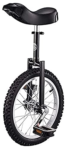Unicycles : Unicycles for Adults Kids, 16" / 20" 18" / 24" Trainer Height Adjustable, Skidproof Butyl Mountain Tire Balance Cycling Exercise Bike Bicycle ( Color : Black , Size : 16 Inch Wheel )