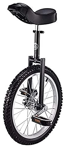 Unicycles : Unicycles for Adults Kids, 16" / 20" 18" / 24" Trainer Height Adjustable, Skidproof Butyl Mountain Tire Balance Cycling Exercise Bike Bicycle ( Color : Black , Size : 18 Inch Wheel )
