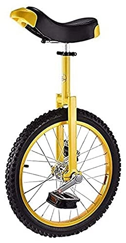 Unicycles : Unicycles Unisex Bike, 18 Inch Wheel Kids For 10 / 12 / 13 / 14 / 15 Year Old Children, Adjustable Height Seat, Great For Your Daughter / Son, Girl, Boy Birthday Gift (Color : Yellow)