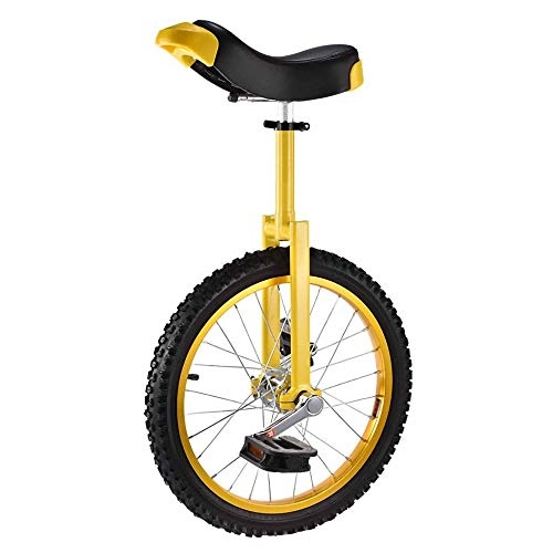 Unicycles : Wheel Trainer Unicycle, Height Adjustable Skidproof Mountain Tire Outdoor Balance Cycling Exercise for Beginners Adults Kids Teens / 18 inches / Yellow