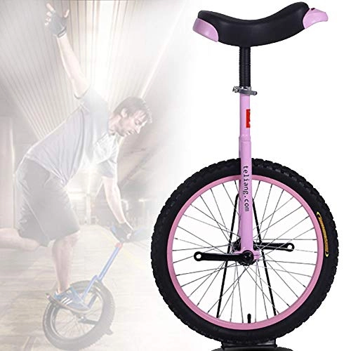 Unicycles : WHR-HARP 16 Inch Mountain Bike Wheel Frame Unicycle Cycling Bike with Comfortable Release Saddle Seat, Suitable for Adults and Children, Adjustable Outdoor Unicycle, Pink