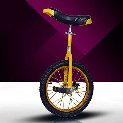 Unicycles : XYSQ 16 / 18 / 20inch Wheel Aluminum Rim Steel Fork Frame Unicycle，Comfortable Saddle Seat Rubber Mountain Tire for Balance Exercise Training Road Street Bike Cycling (Color : Yellow, Size : 18inch)