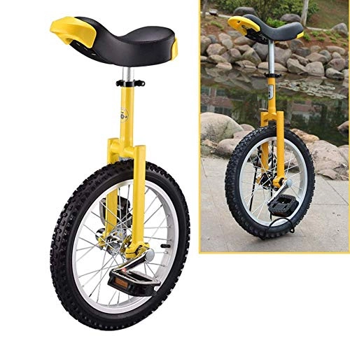 Unicycles : Yellow 16 / 18 / 20 Inch Wheel Unicycle Cycling Bike with Comfortable Release Saddle Seat, for Kids Teenagers Practice Riding Improve Balance (Color : Yellow, Size : 16 Inch Wheel)