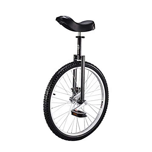 Unicycles : YFDIX Large 24" Adult's Trainer Unicycle Strong Steel Frame, 1 Speed Rounded Plastic Pedals Contoured Ergonomic Saddle Road Cycling for Men / Women / Big Kids, Black