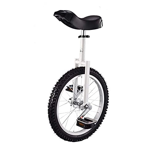 Unicycles : ywewsq Big Kid Unicycle Bike, 18 In(46cm) Skid Proof Wheel, Outdoor Sports Exercise Balance Cycling Bikes, for Height: 4.6ft-5.4ft(140-165cm), (Color : White)