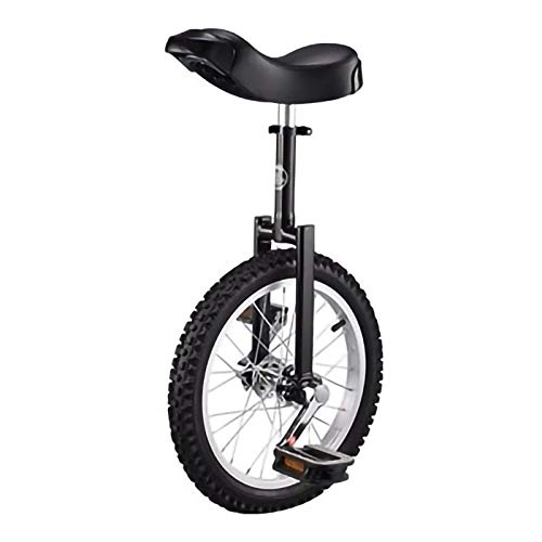 Unicycles : YYLL 16 / 18 / 20 / 24 Inch Mountain Bike Wheel Frame Aluminum Alloy Rim Unicycle Cycling Bike with Comfortable Release Saddle Seat, Black (Color : Black, Size : 18Inch)