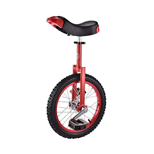 Unicycles : ZSH-dlc Freestyle Unicycle 16 / 18 Inch Single Round Children's Adult Adjustable Height Balance Cycling Exercise Multiple Colour (color : RED, Size : 16 inch)