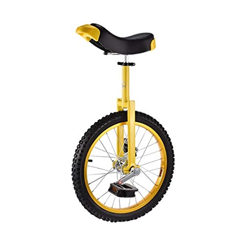 Unicycles : ZSH-dlc Freestyle Unicycle 16 / 18 Inch Single Round Children's Adult Adjustable Height Balance Cycling Exercise Yellow (Size : 18 Inch)