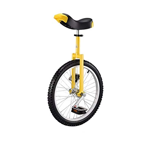 Unicycles : ZSH-dlc Freestyle Unicycle 20 Inch Single Round Children's Adult Adjustable Height Balance Cycling Exercise Multiple Colour (color : Yellow, Size : 20 inch)