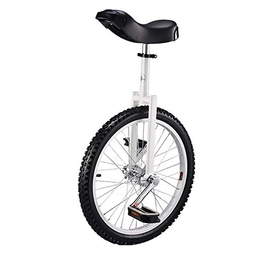 Unicycles : ZSH-dlc Freestyle Unicycle, 20-inch Single-wheeled Child Adult Adjustable Height Balance Bike Exercise, Best Birthday, 5 Colors (Color : White)