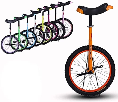 Unicycles : ZWH Bike Unicycle 16 / 18 / 20 Inch Wheel Unisex Unicycle Heavy Duty Steel Frame And Alloy Rim, For Kid's / Adult's, Best Birthday Gift, 8 Colors Optional (Color : Orange, Size : 20 Inch Wheel)