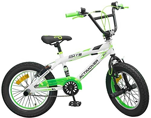 BMX : 16 Zoll BMX Freestyle Bike Actimover Fahrrad weiss-neon-grün mit 360° Rotor