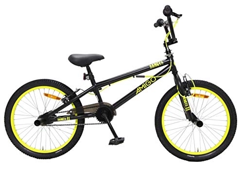 BMX : Amigo Danger - BMX Fahrrad - 20 Zoll - Freestyle - mit Handbremsen, 360° Rotor und 4 Pegs - ab 5-8 Jahre - Schwarz / Gelb