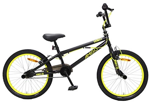 BMX : Amigo Danger - BMX Fahrrad - 20 Zoll - Freestyle - mit Handbremsen, 360° Rotor und 4 Pegs - ab 5-9 Jahre - Schwarz / Gelb