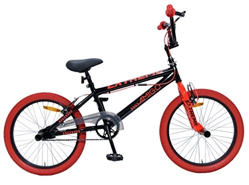 BMX : Amigo Extreme - Kinderfahrrad für Jungen - 20 Zoll - mit Handbremsen und Lenkerpolster - BMX Fahrrad - ab 5-8 Jahre - Schwarz / Rot