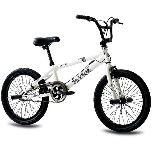 BMX : CHRISSON 20 Zoll BMX Kinderfahrrad - Doom Weiss - Freestyle BMX Fahrrad für Kinder, Street Bike mit 360° Rotor-System, 4 Stahl Pegs und Kettenschutz