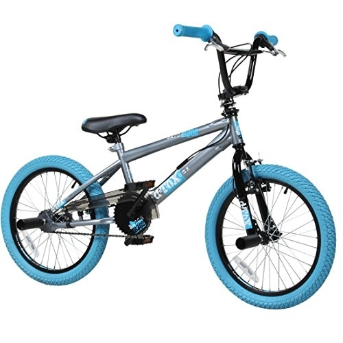 BMX : deTOX 18 Zoll BMX Freestyle Kinder BMX Anfänger ab 120 cm, 6 J, Farbe:grau / blau