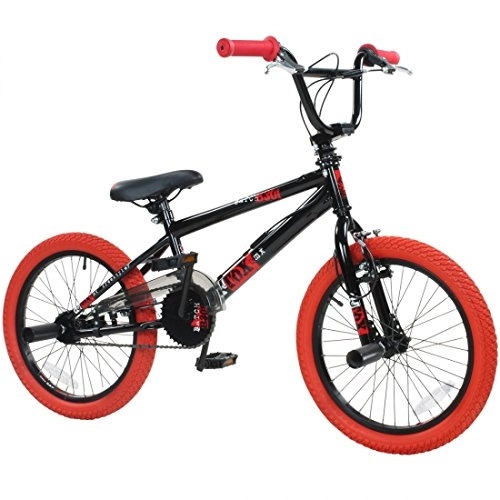BMX : deTOX 18 Zoll BMX Freestyle Kinder BMX Anfänger ab 120 cm, 6 J, Farbe:schwarz / rot