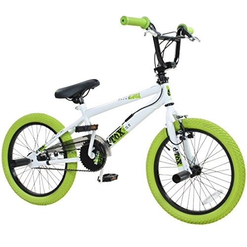 BMX : deTOX 18 Zoll BMX Freestyle Kinder BMX Anfänger ab 120 cm, 6 J, Farbe:Weiss / grün