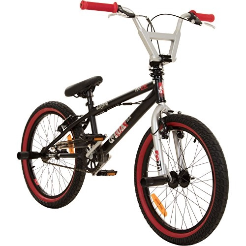 BMX : deTOX 20 Zoll BMX Juicy Rotor Pegs Freestyle Bike, Farbe:schwarz / rot