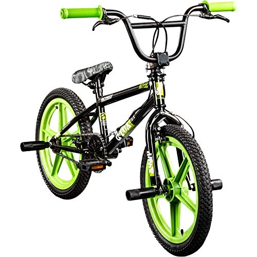 BMX : deTOX BMX 18 Zoll Rude Skyway Freestyle Bike Street Park Fahrrad viele Farben (schwarz / grün)