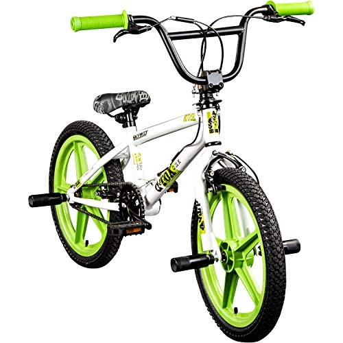 BMX : deTOX BMX 18 Zoll Rude Skyway Freestyle Bike Street Park Fahrrad viele Farben (weiß / grün)